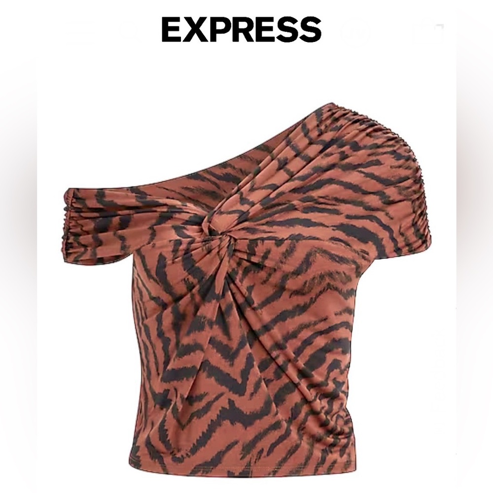 EXPRESS Body Contour Compression Silk Animal Print Twist Crop top size XL NWT - Picture 7 of 7